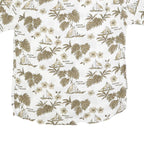 WORLD OF BASIC Mens White & Brown Hawaiian Cotton Blend Shirt L Casual Summer