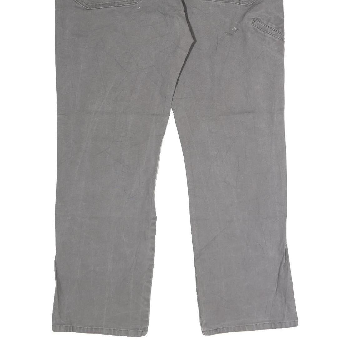 DICKIES Mens Cotton Grey Regular Straight Trousers W40 L30 Workwear Utility Zip