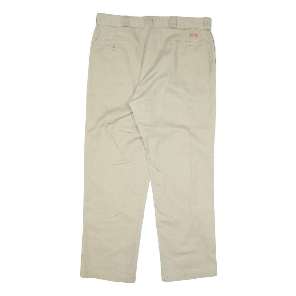 DICKIES Mens Cotton Blend Beige Regular Fit Straight Leg Trousers W38 L32