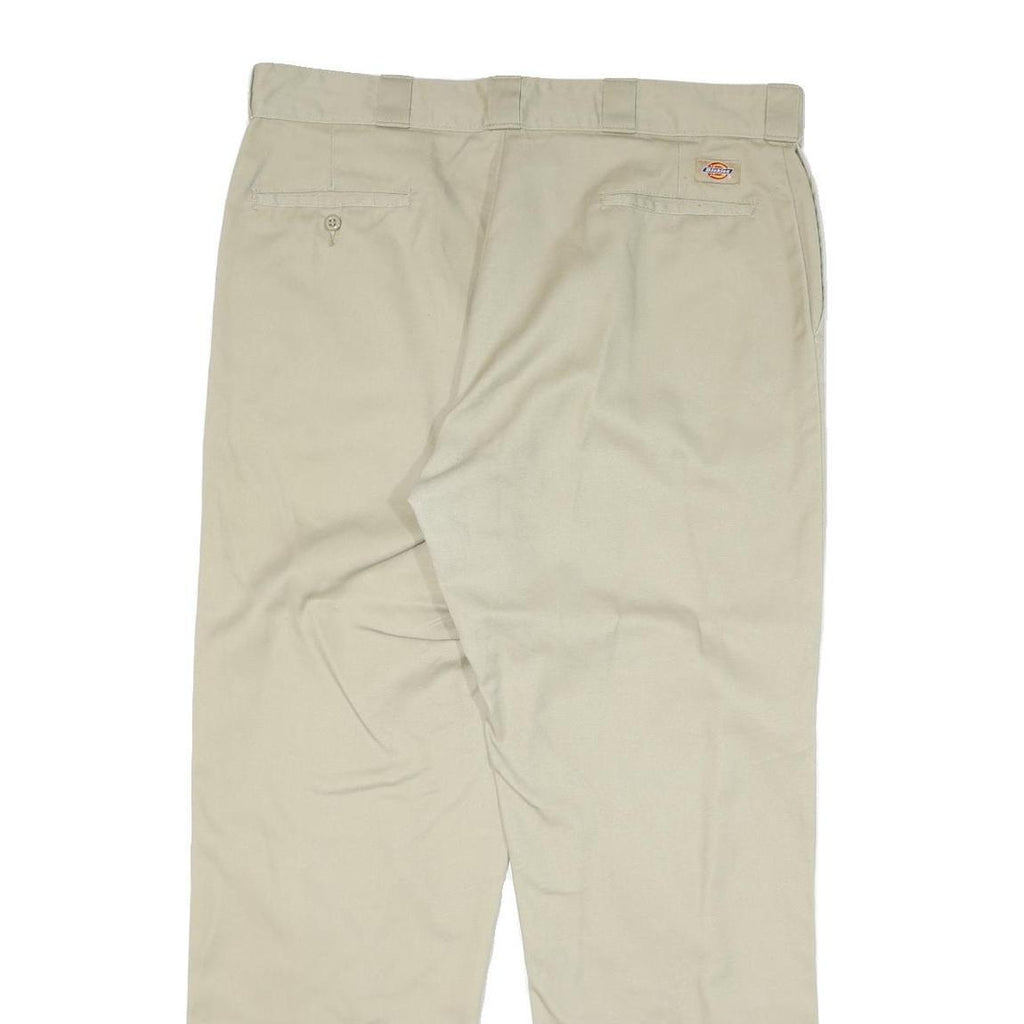DICKIES Mens Cotton Blend Beige Regular Fit Straight Leg Trousers W38 L32