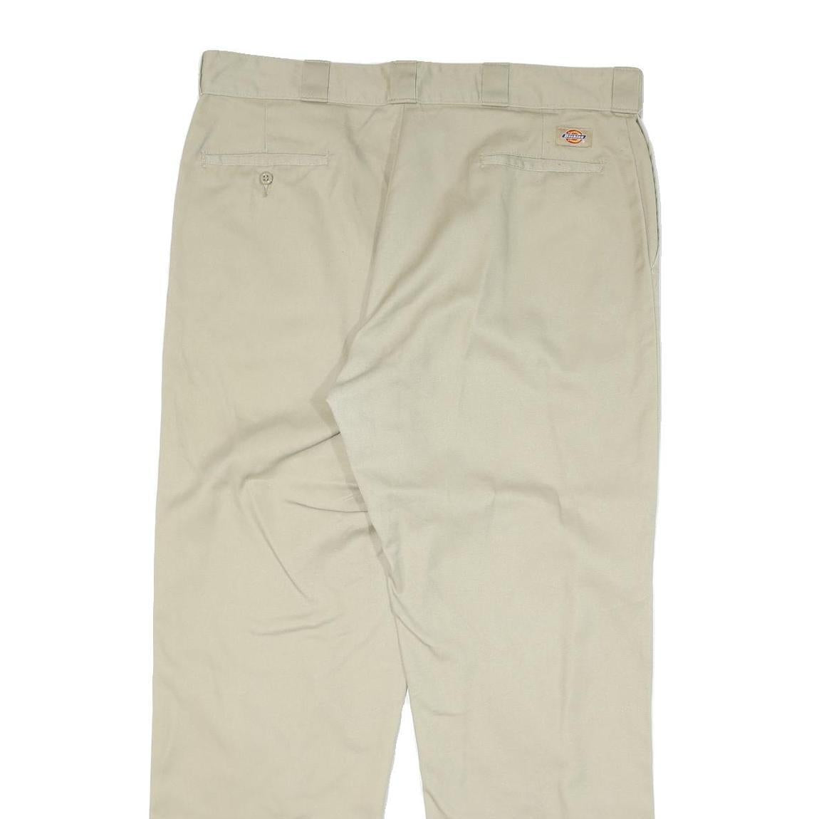DICKIES Mens Cotton Blend Beige Regular Fit Straight Leg Trousers W38 L32