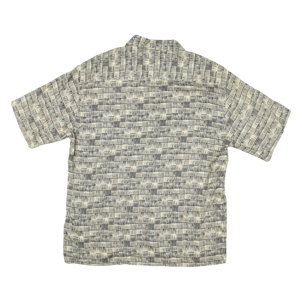PIERRE CARDIN Mens Grey & Beige Printed Cotton Blend Shirt L Casual Summer