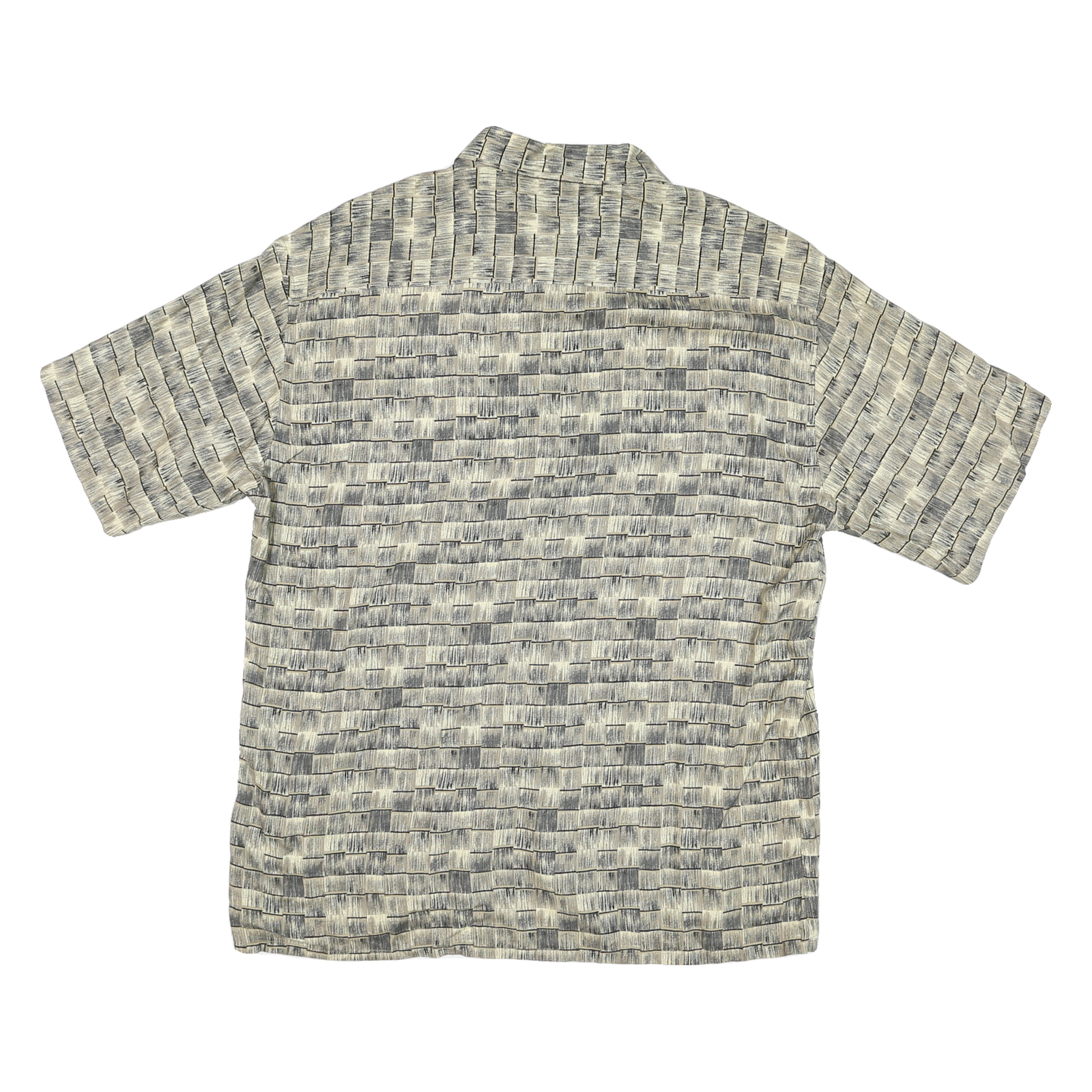 PIERRE CARDIN Mens Grey & Beige Printed Cotton Blend Shirt L Casual Summer