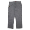 WRANGLER Mens Cotton Grey Relaxed Cargo Trousers W36 L30 Workwear Utility