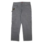 WRANGLER Mens Cotton Grey Relaxed Cargo Trousers W36 L30 Workwear Utility