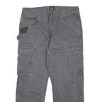 WRANGLER Mens Cotton Grey Relaxed Cargo Trousers W36 L30 Workwear Utility