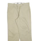 DICKIES Mens Cotton Blend Beige Regular Fit Straight Leg Trousers W36 L34