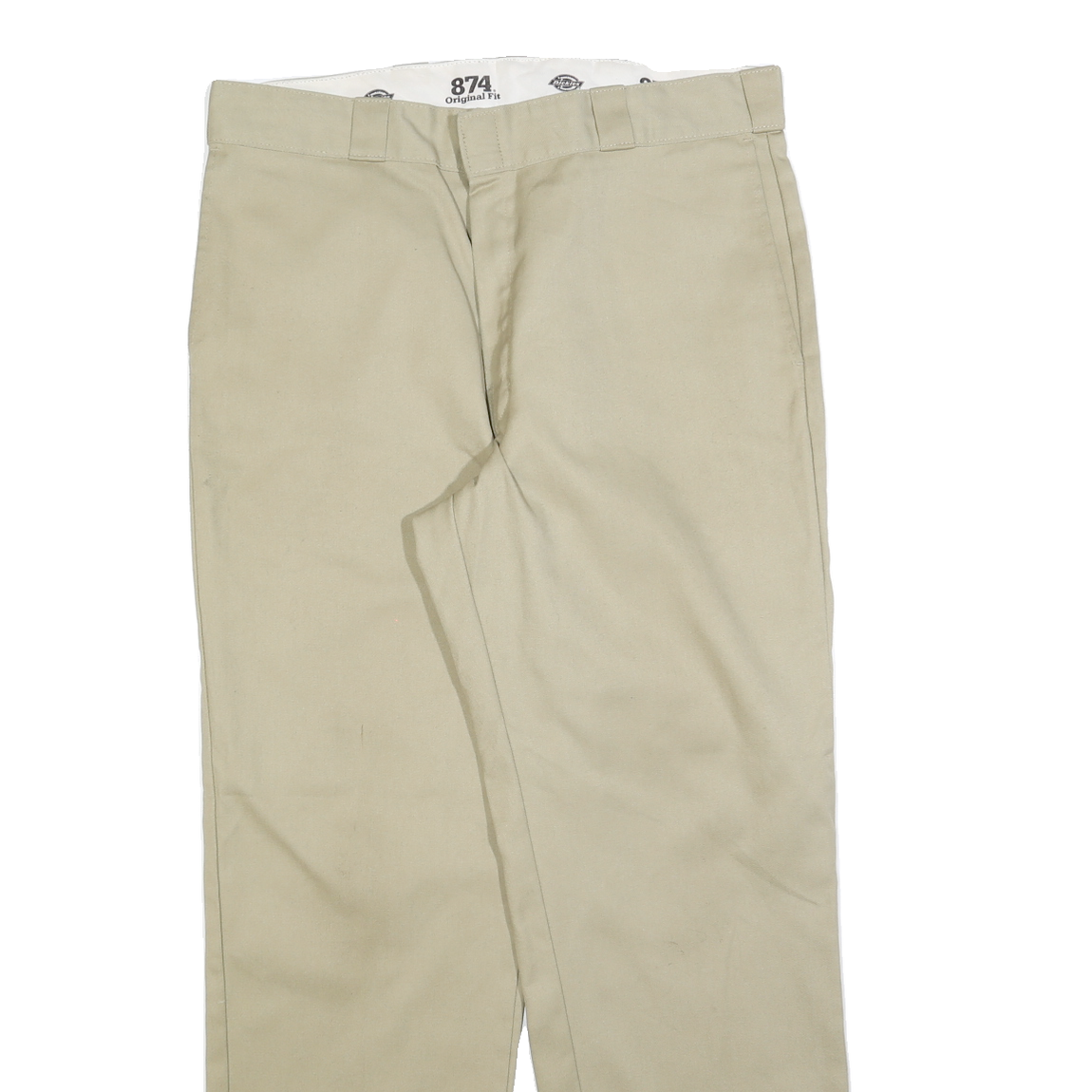 DICKIES Mens Cotton Blend Beige Regular Fit Straight Leg Trousers W36 L34