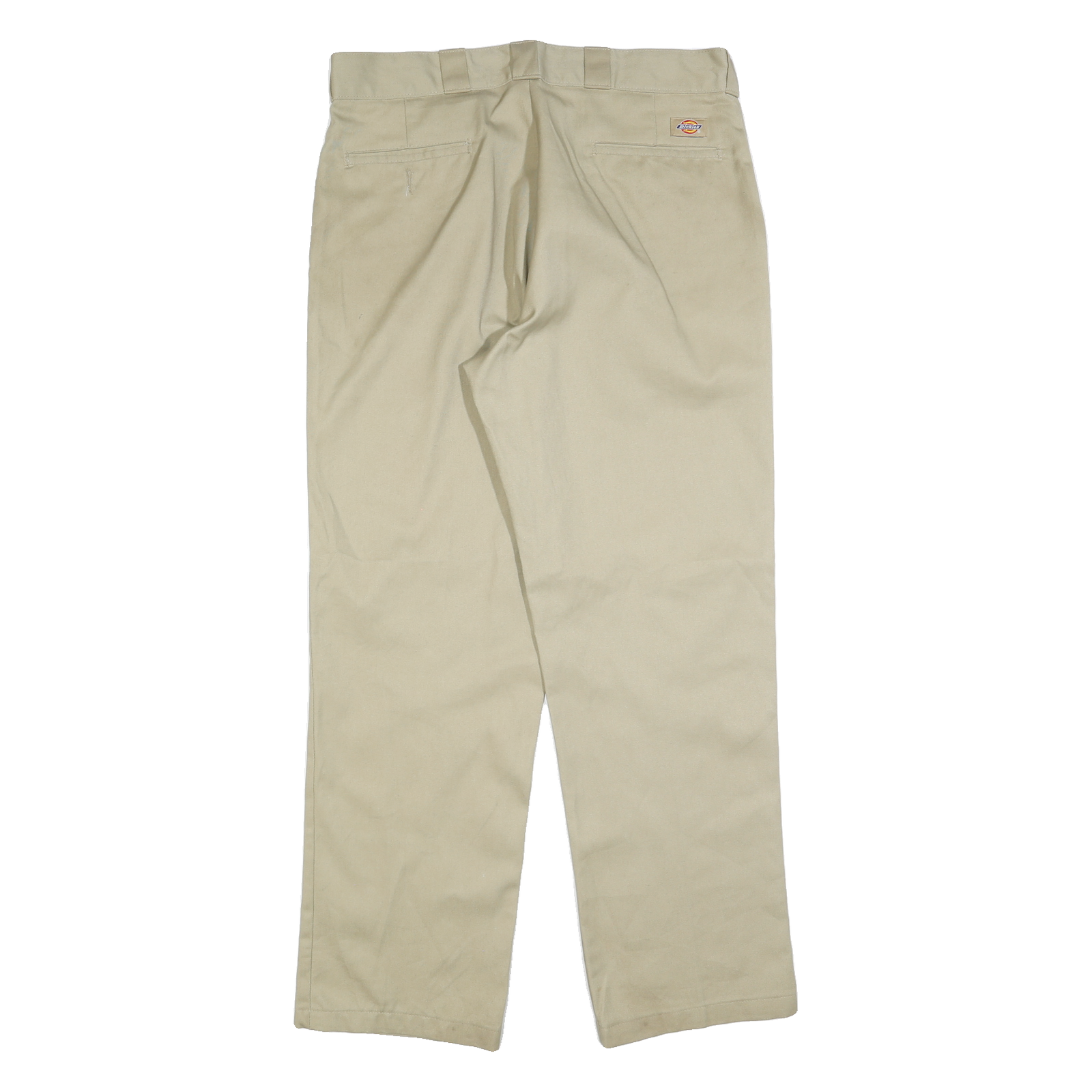 DICKIES Mens Cotton Blend Beige Regular Fit Straight Leg Trousers W36 L34