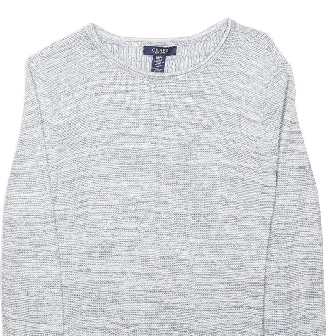 CHAPS RALPH LAUREN Womens Blue Pullover Cotton Blend Plain Knit Jumper S Crew