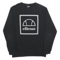 ELLESSE Mens Black Sweatshirt Crew Neck M Logo Print Casual Pullover