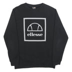 ELLESSE Mens Black Sweatshirt Crew Neck M Logo Print Casual Pullover