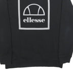 ELLESSE Mens Black Sweatshirt Crew Neck M Logo Print Casual Pullover