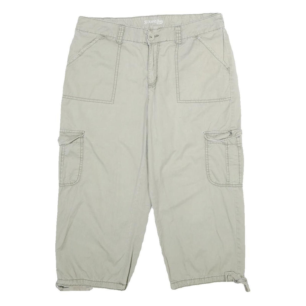 ST JOHN'S BAY Womens Beige Cotton Blend Cargo Shorts UK 14 W34 Casual Relaxed