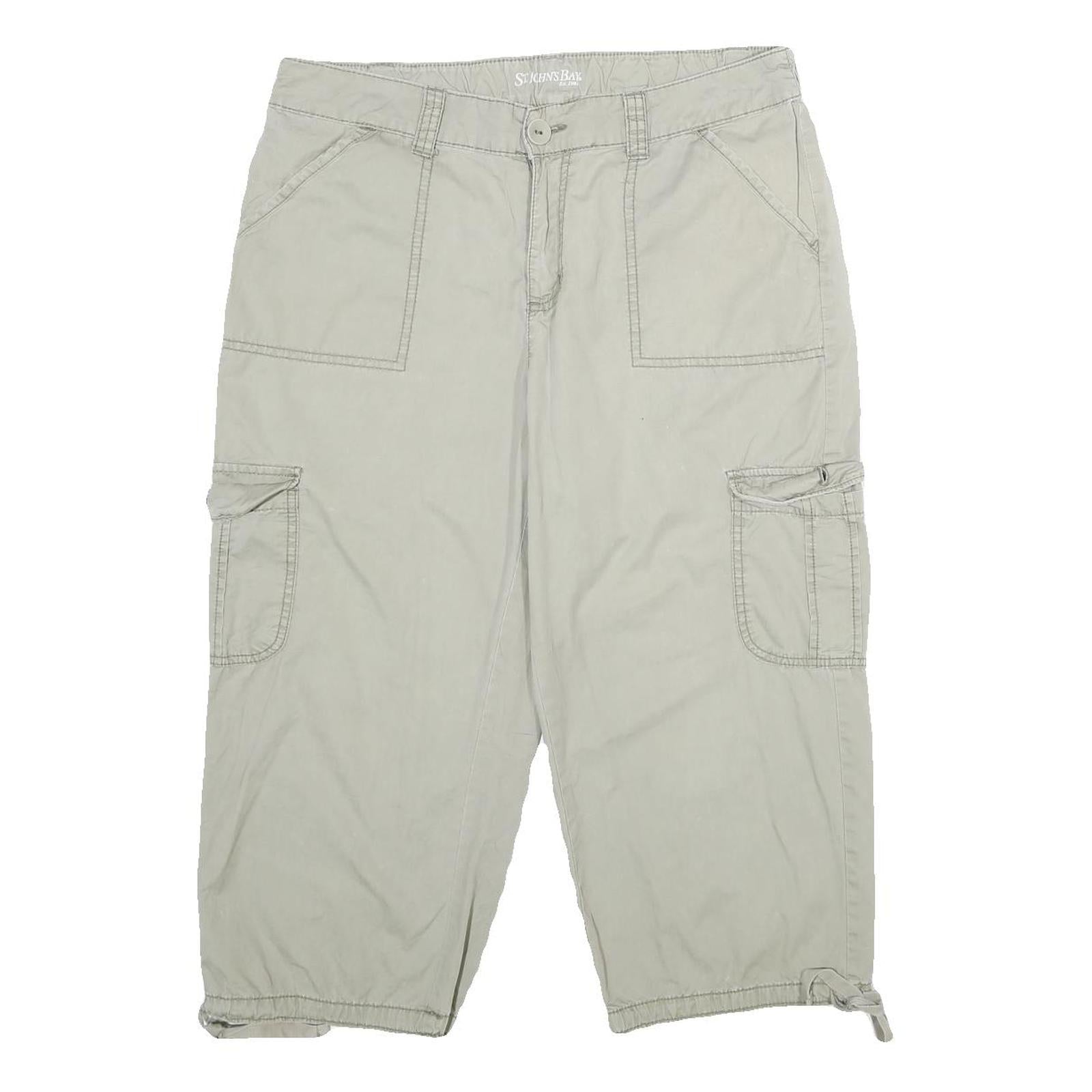 ST JOHN'S BAY Womens Beige Cotton Blend Cargo Shorts UK 14 W34 Casual Relaxed