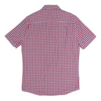 MARKS&SPENCERS Mens Red & Blue Check Shirt S Button Down Collar Short Sleeve