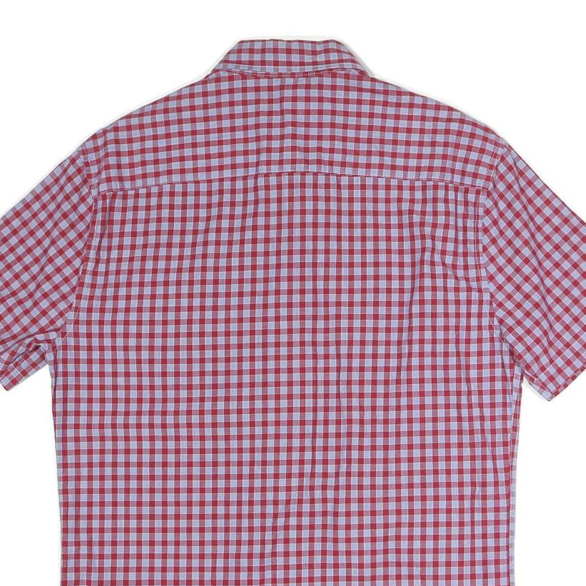 MARKS&SPENCERS Mens Red & Blue Check Shirt S Button Down Collar Short Sleeve