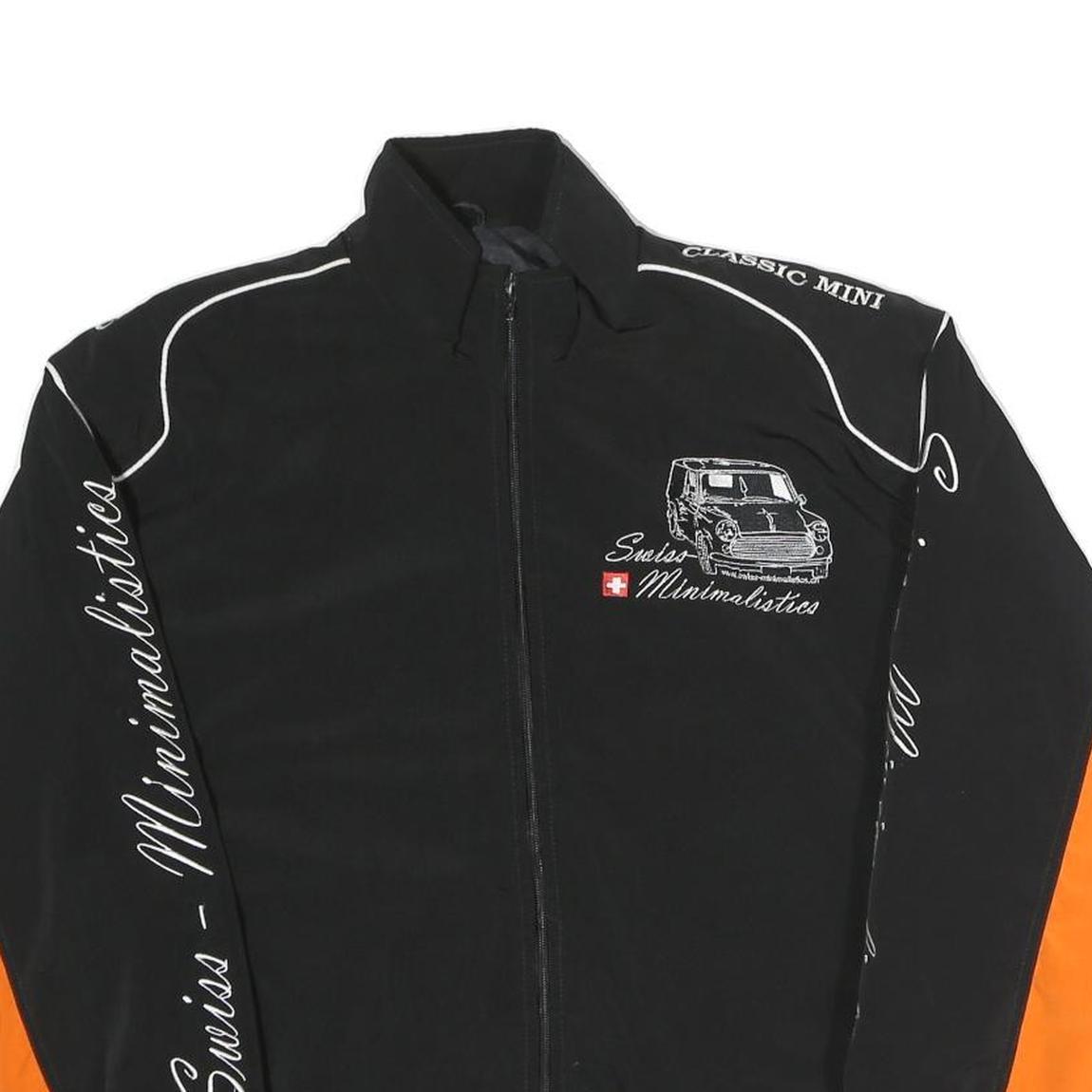 Mens Black & Orange Classic Mini Jacket M Polyester Blend Zip Track Style