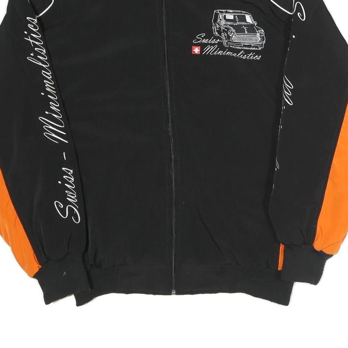 Mens Black & Orange Classic Mini Jacket M Polyester Blend Zip Track Style