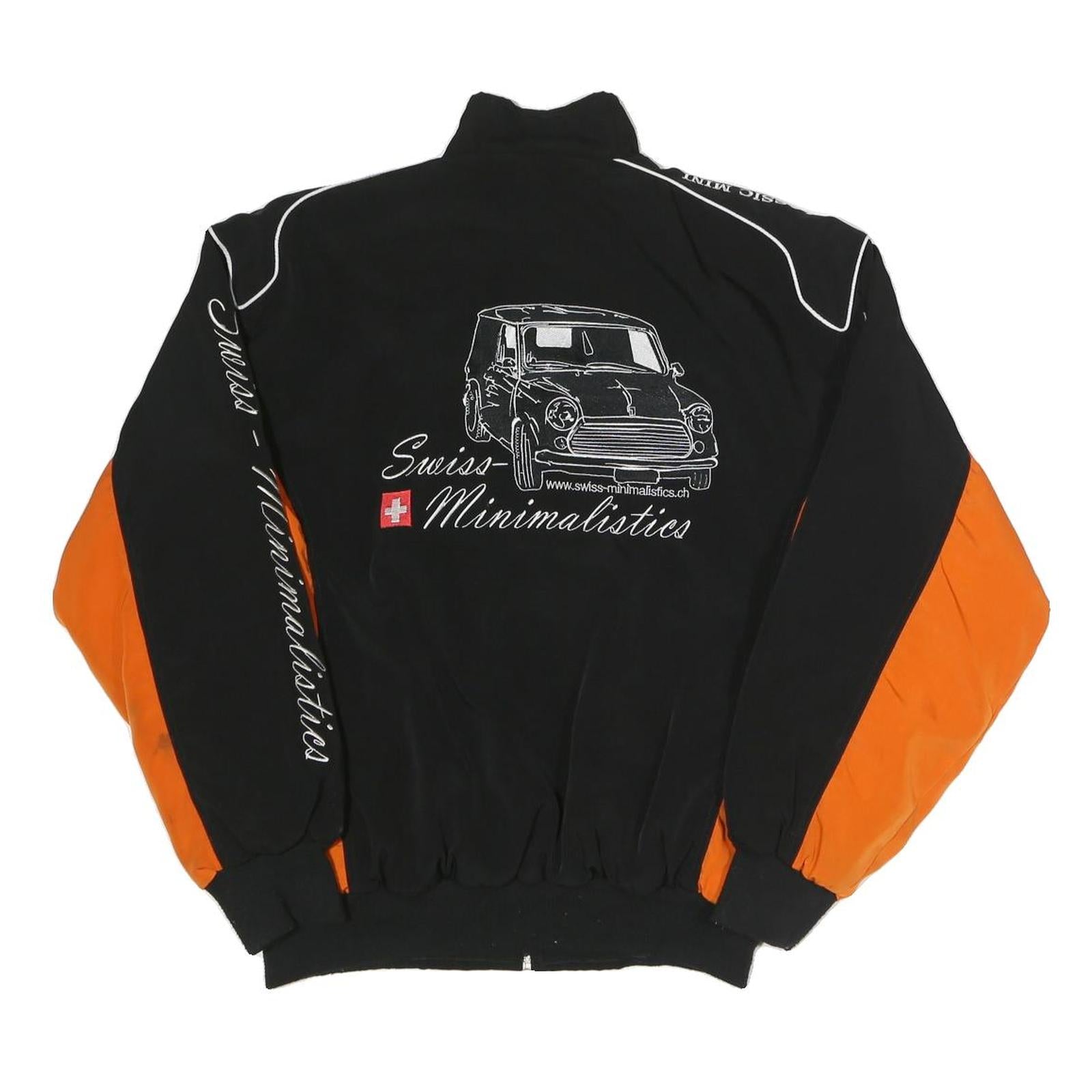 Mens Black & Orange Classic Mini Jacket M Polyester Blend Zip Track Style