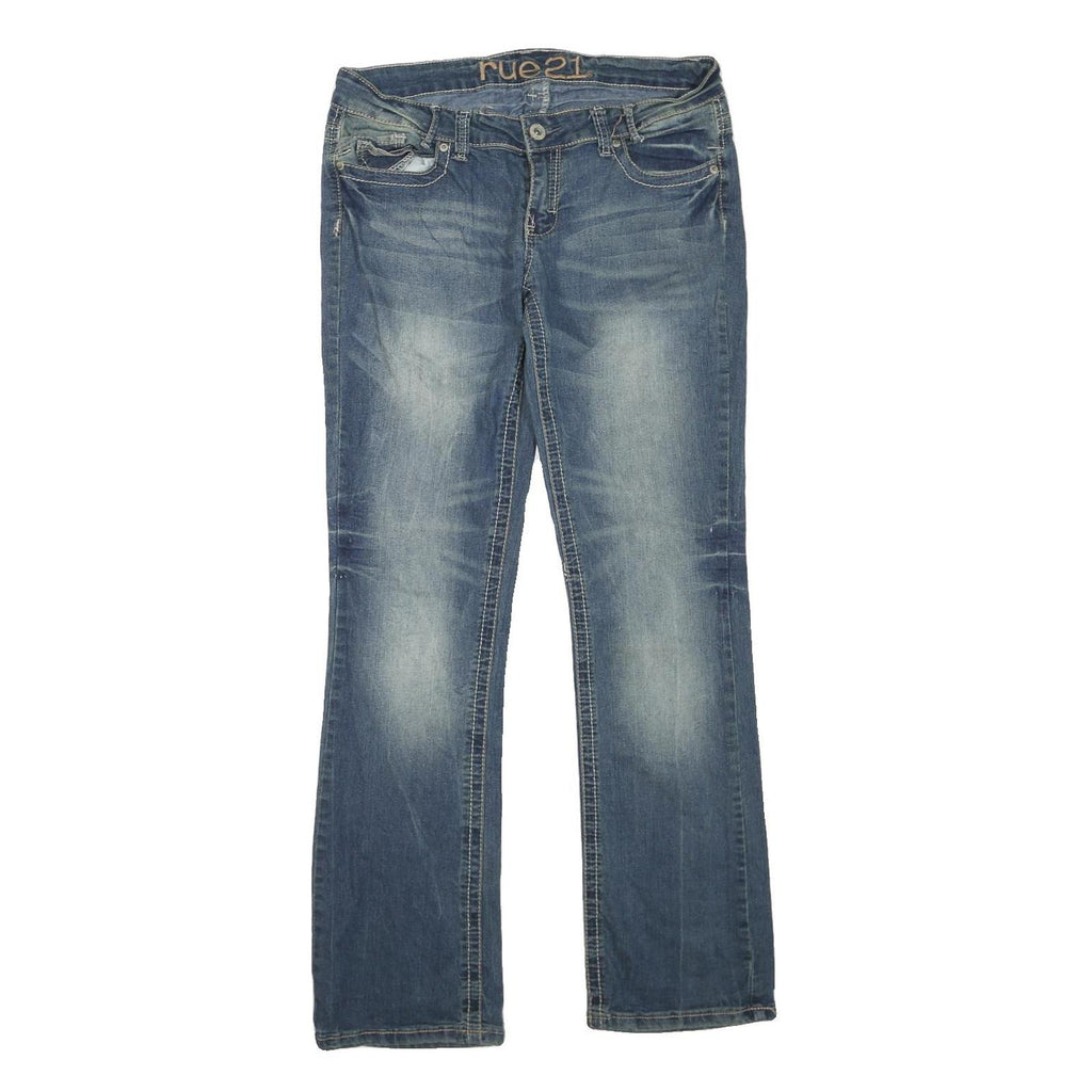 RUE 21 Womens Blue Regular Fit Straight Denim Medium Wash W32 L32 Casual