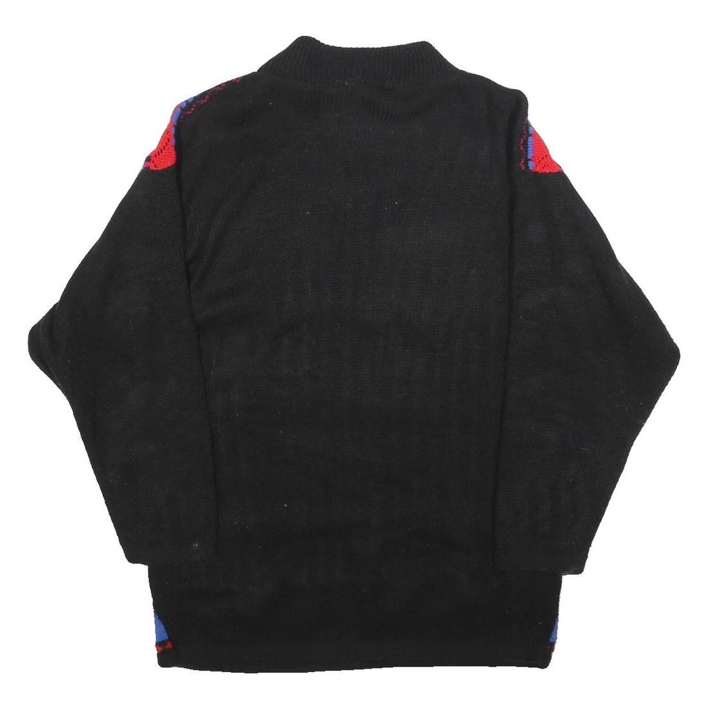 NAN DOVEY Womens Black And Red Patterned Jumper Round Neck Chunky Knit M Acrylic