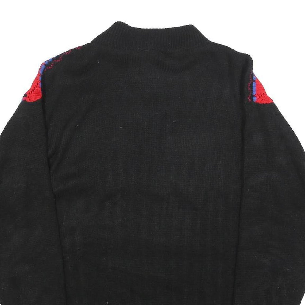 NAN DOVEY Womens Black And Red Patterned Jumper Round Neck Chunky Knit M Acrylic