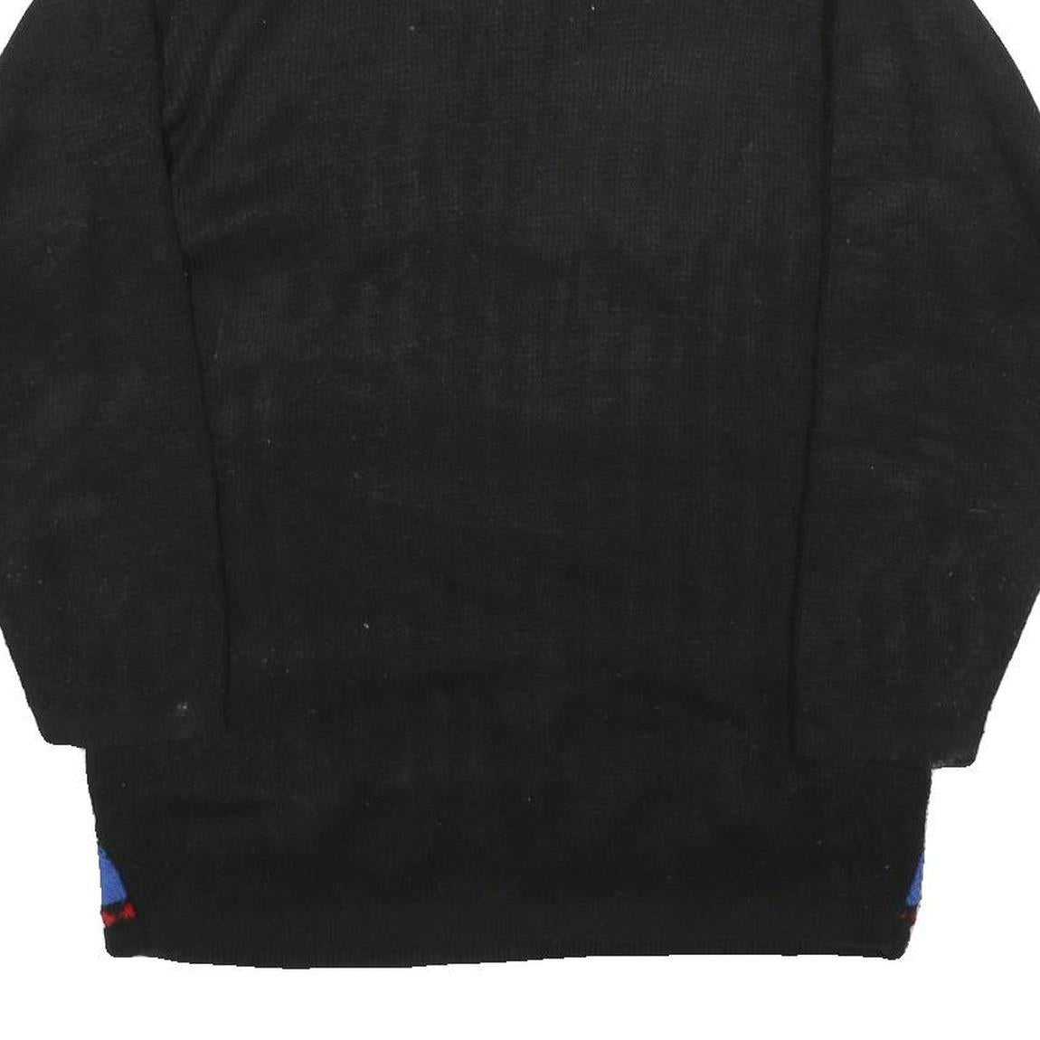 NAN DOVEY Womens Black And Red Patterned Jumper Round Neck Chunky Knit M Acrylic