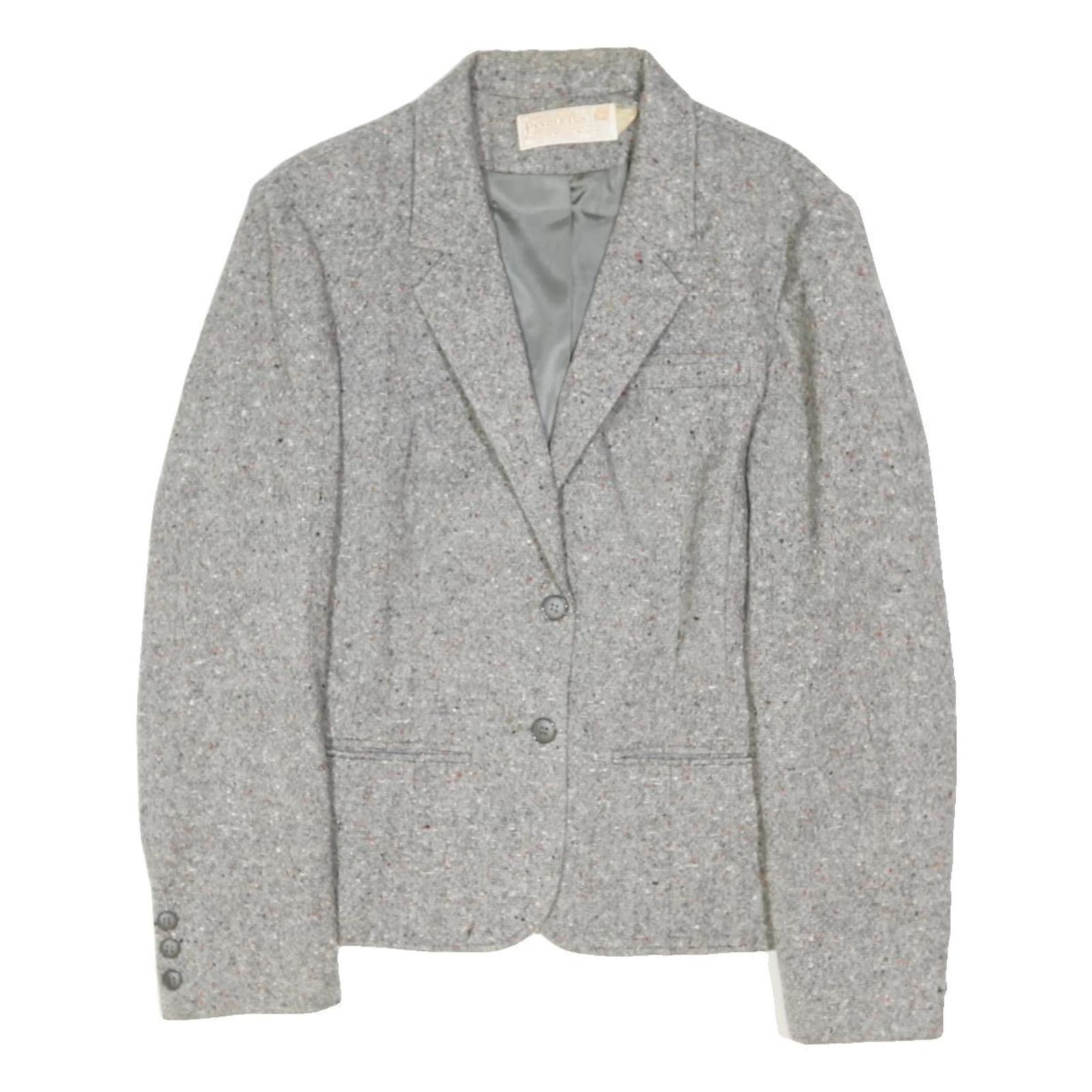 PENDLETON Womens Grey Wool Classic Jacket M Tweed Button Closure Tailored