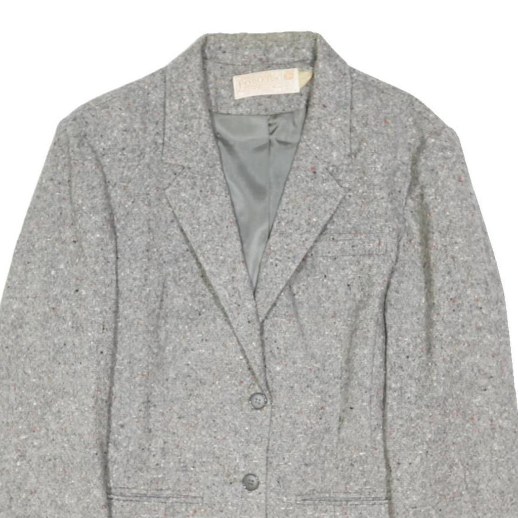 PENDLETON Womens Grey Wool Classic Jacket M Tweed Button Closure Tailored