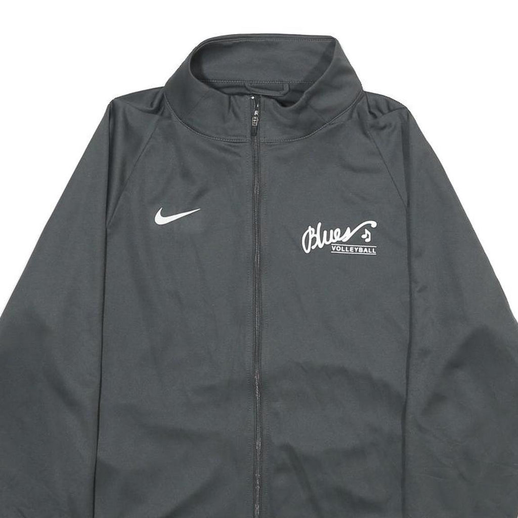 NIKE Womens Grey Zip Jacket L Polyester Plain Printed Sports Volleyball