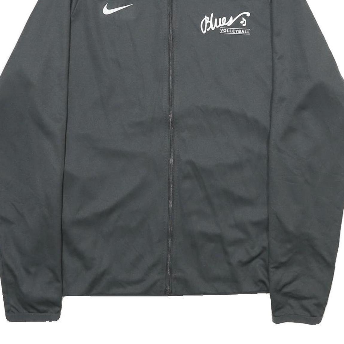NIKE Womens Grey Zip Jacket L Polyester Plain Printed Sports Volleyball