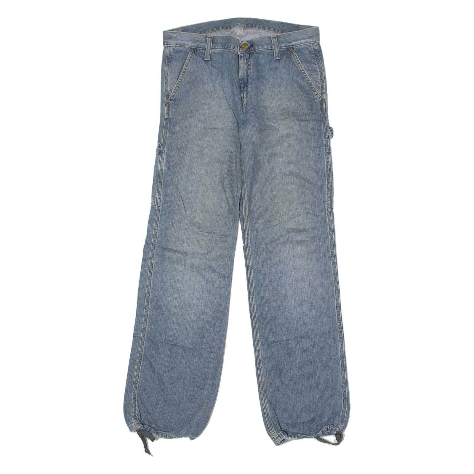 CARHARTT Cuffed Carpenter Mens Jeans Blue Regular Tapered W31 L30