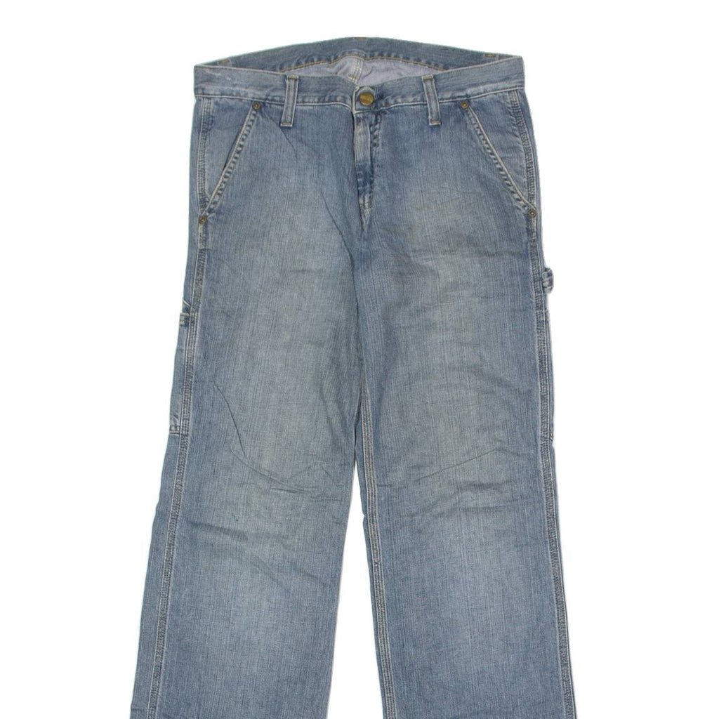 CARHARTT Cuffed Carpenter Mens Jeans Blue Regular Tapered W31 L30