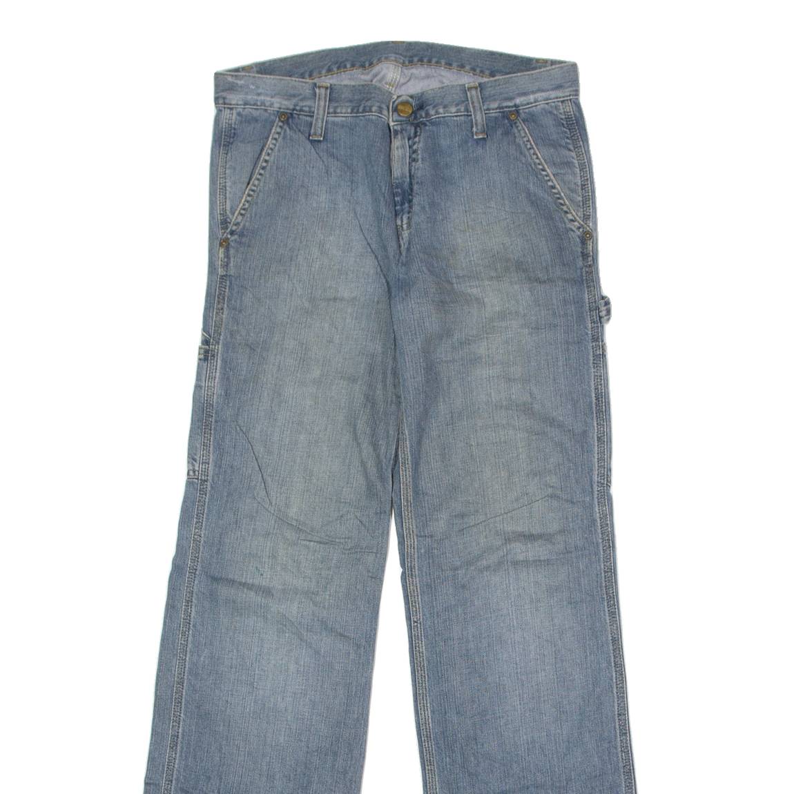 CARHARTT Cuffed Carpenter Mens Jeans Blue Regular Tapered W31 L30