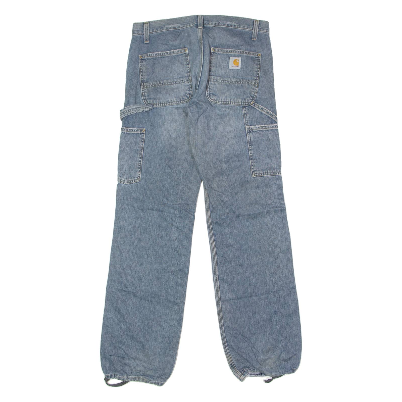 CARHARTT Cuffed Carpenter Mens Jeans Blue Regular Tapered W31 L30