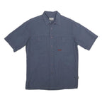 TEDDY'S Mens Blue Polyester Blend Short Sleeve Shirt S Casual Button Pocket