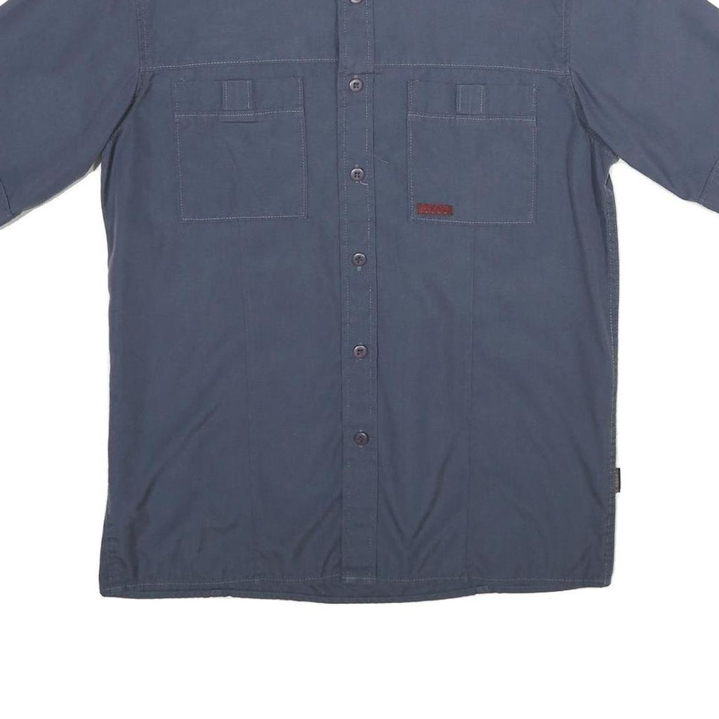 TEDDY'S Mens Blue Polyester Blend Short Sleeve Shirt S Casual Button Pocket