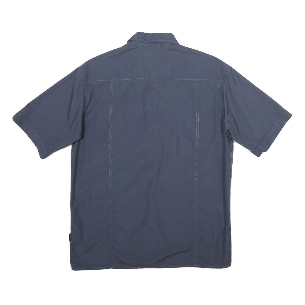 TEDDY'S Mens Blue Polyester Blend Short Sleeve Shirt S Casual Button Pocket