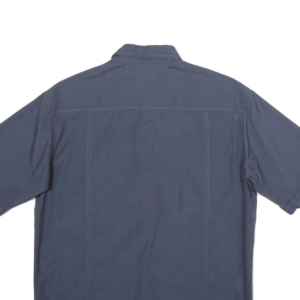 TEDDY'S Mens Blue Polyester Blend Short Sleeve Shirt S Casual Button Pocket