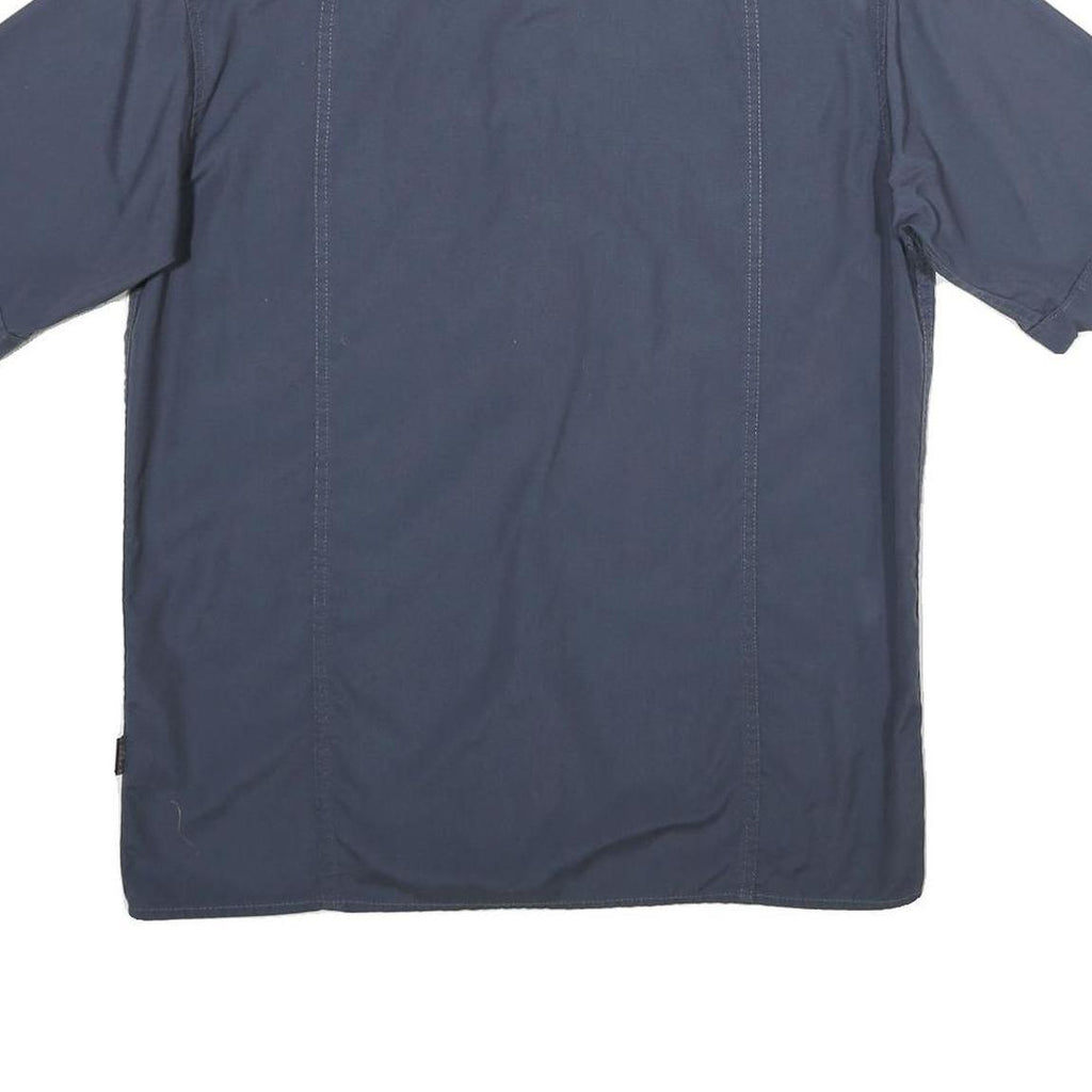 TEDDY'S Mens Blue Polyester Blend Short Sleeve Shirt S Casual Button Pocket