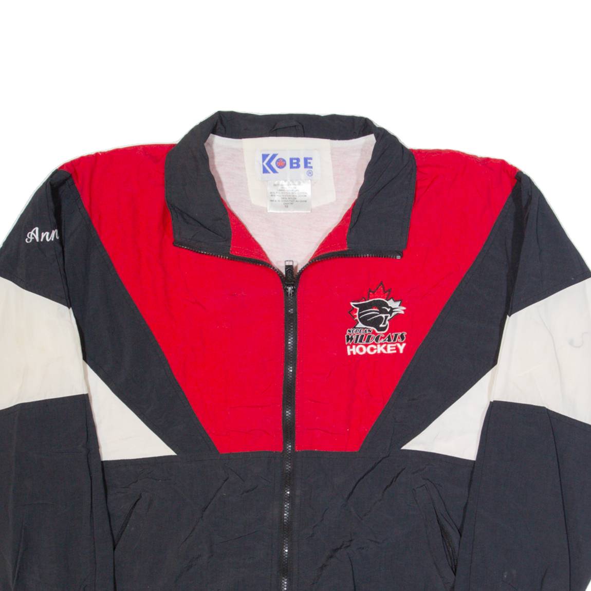 KOBE Nepean Wildcats Hockey Womens Shell Jacket Black 90s USA L
