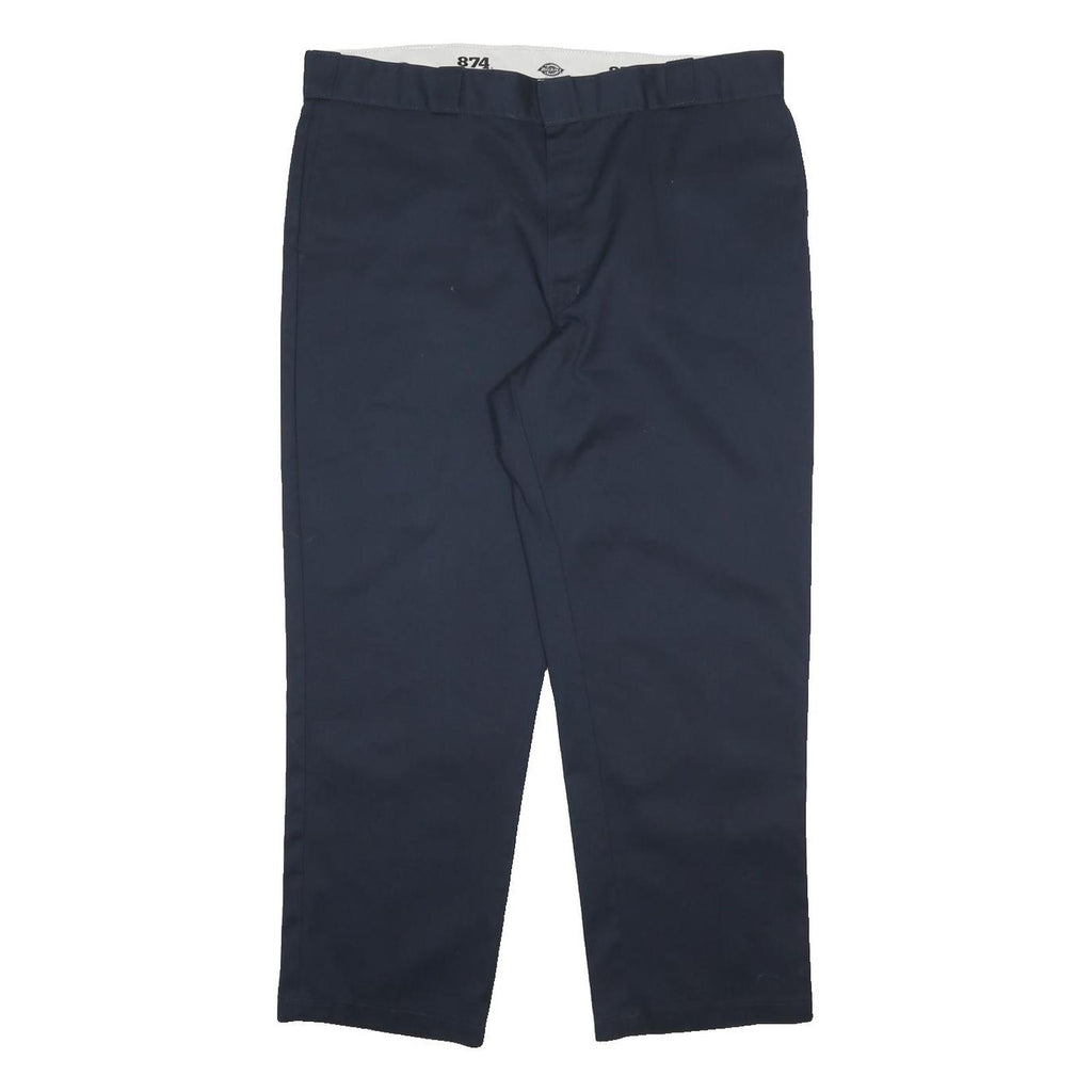 DICKIES Mens Cotton Blend Navy Regular Zip Closure Trousers W42 L30 Worker Chore