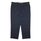 DICKIES Mens Cotton Blend Navy Regular Zip Closure Trousers W42 L30 Worker Chore