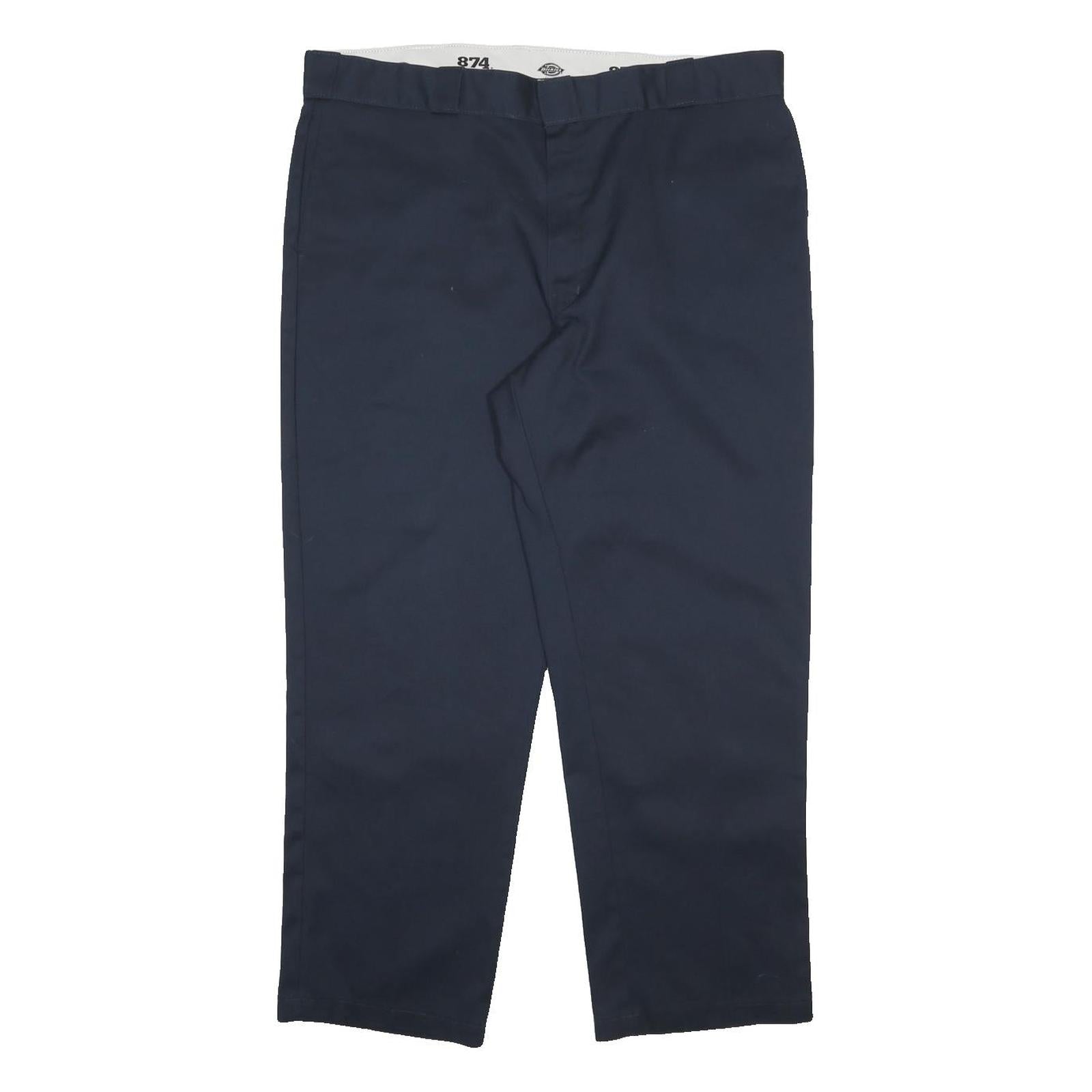 DICKIES Mens Cotton Blend Navy Regular Zip Closure Trousers W42 L30 Worker Chore