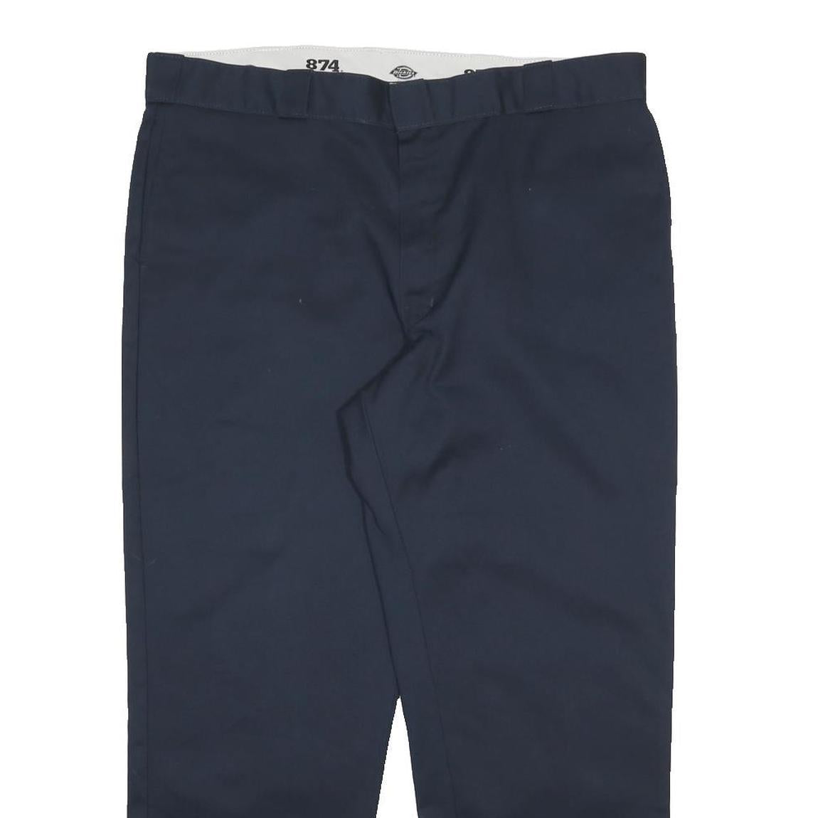 DICKIES Mens Cotton Blend Navy Regular Zip Closure Trousers W42 L30 Worker Chore