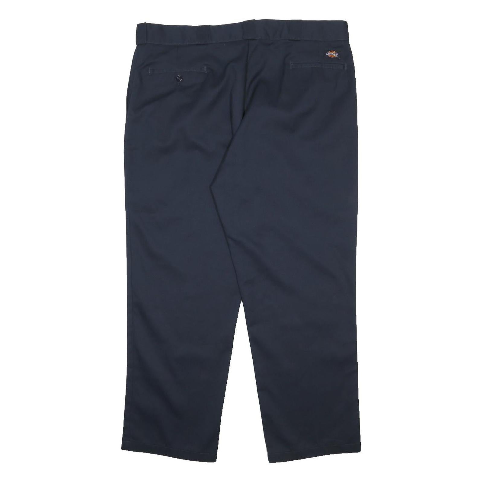 DICKIES Mens Cotton Blend Navy Regular Zip Closure Trousers W42 L30 Worker Chore