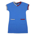 TOMMY HILFIGER Womens Blue Fit & Flare Polyester Blend Dress Short Sleeve L