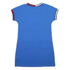 TOMMY HILFIGER Womens Blue Fit & Flare Polyester Blend Dress Short Sleeve L