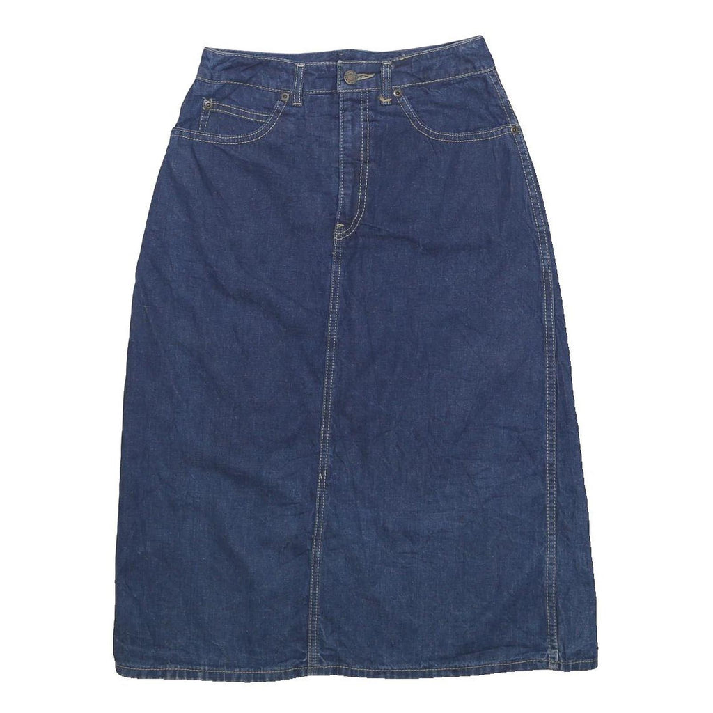CALVIN KLEIN Womens Blue Denim Straight Midi Cotton Skirt S Pockets Zip